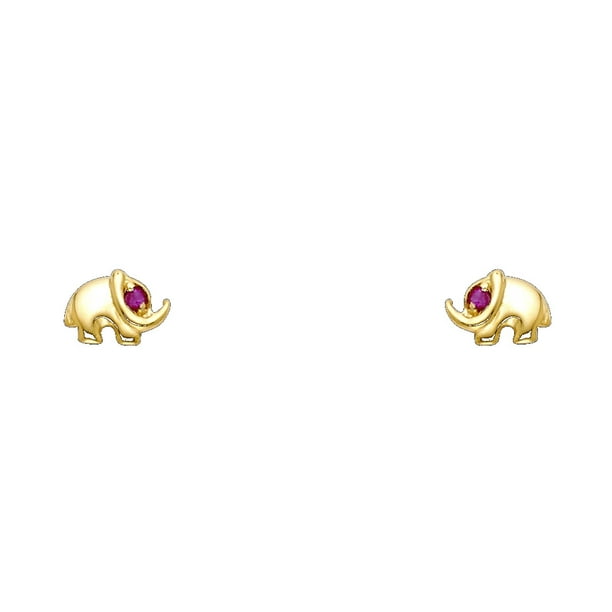 14k Yellow Gold CZ Elephant Stud Earrings with Screwback 14k Yellow Gold CZ Elephant Stud Earrings with Screwback
